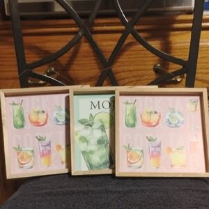 🍹 Bar/Cocktail Theme Wall Art – Set of 3 🍸